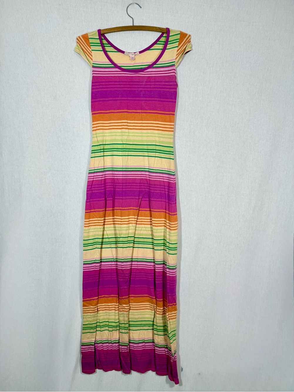 OOAK custom modded size S Derek Hart Striped slit thigh Maxi Dress - Multicolor